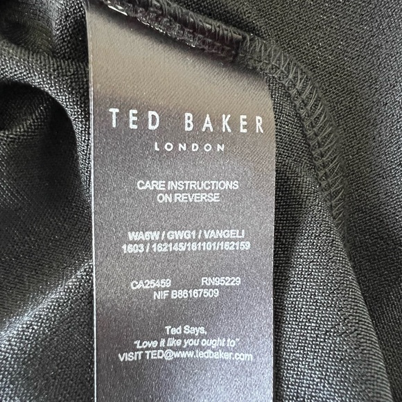 Ted Baker London Blouse Asymmetric Black Shimmer Sparkle Womens Size 1 - Picture 8 of 12